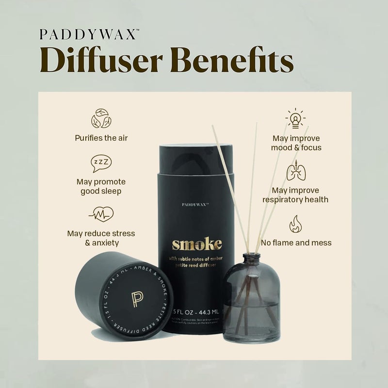 Paddywax Candles Petite Collection, Reed Diffuser for Home Use, Black - Smoke - Image 5